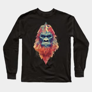 Geometric Sasquatch Vintage Retro Colorful Portrait Long Sleeve T-Shirt